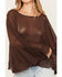 Image #3 - Wild Moss Women's Solid Mesh Poncho Top, Brown, hi-res