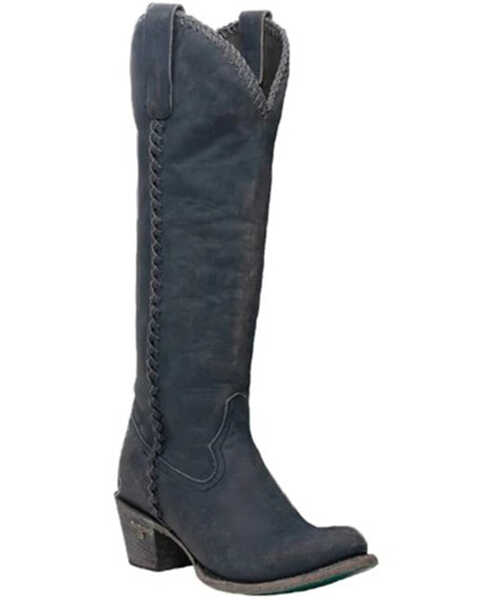 Image #1 - Lane Women's Plane Jane Western Tall Boots - Pointed Toe, Navy, hi-res