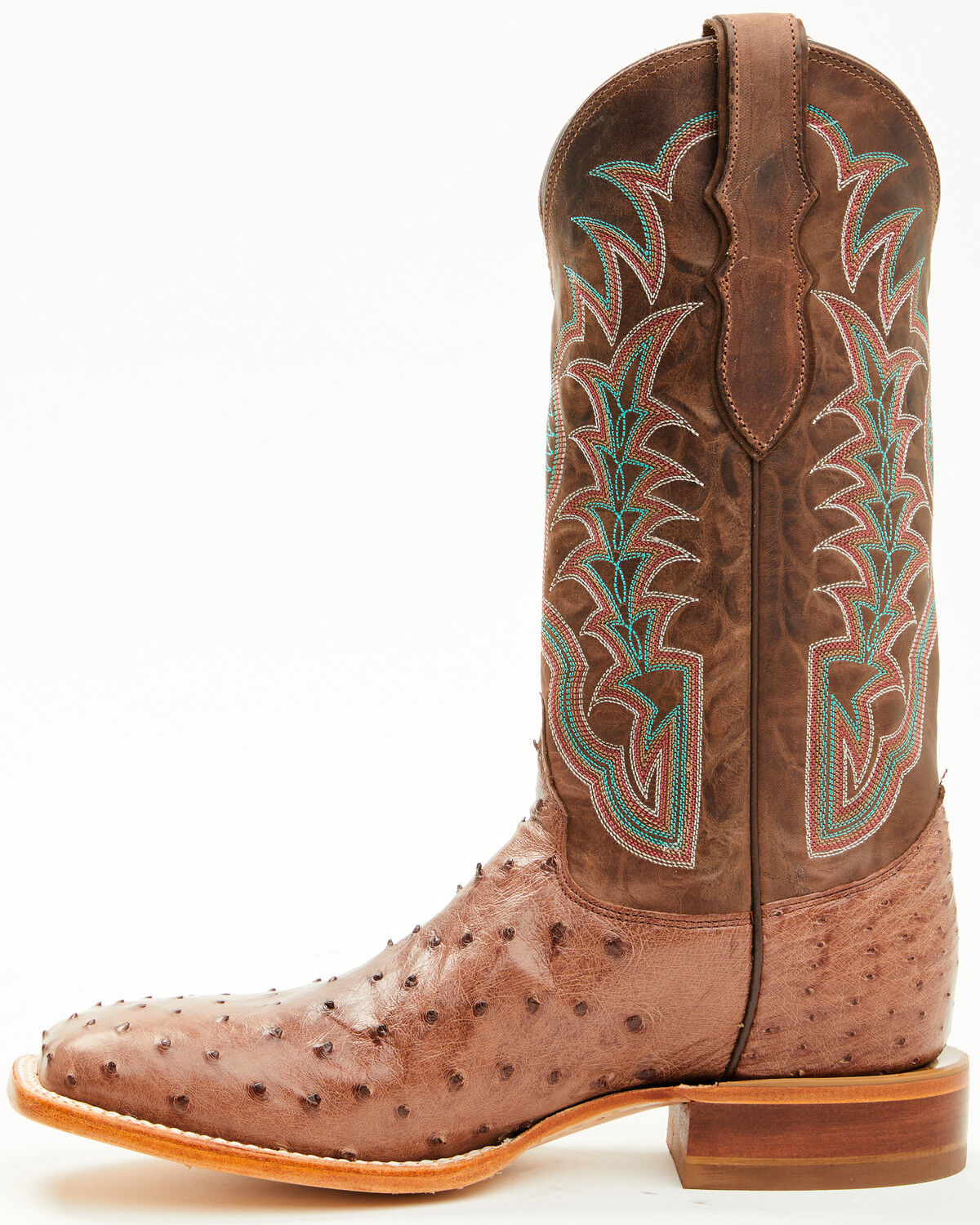 Image #3 - Justin Men's Chisolm Exotic Ostrich Western Boots - Broad Square Toe, Brown, hi-res