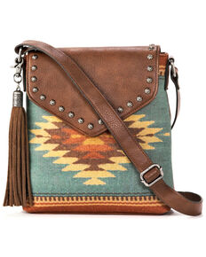 M&F Western Women's Zapotec Messenger Bag, Brown, hi-res