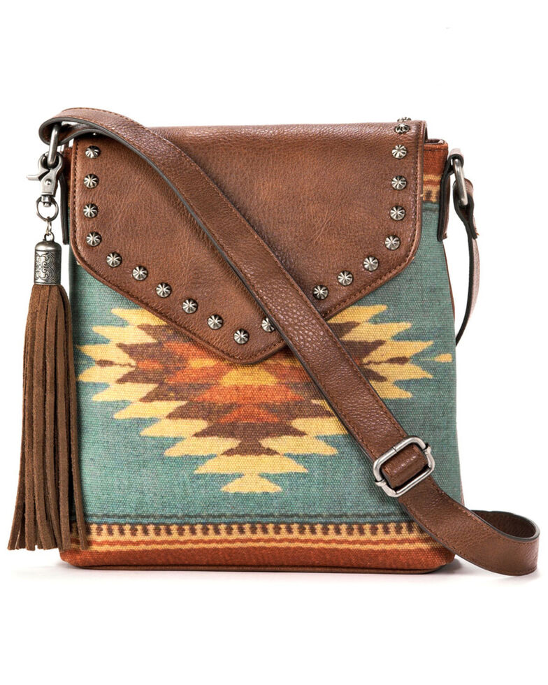 M&F Western Women's Zapotec Messenger Bag, Brown, hi-res