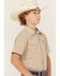 Image #2 - Cody James Boys' Grill and Greet Medallion Print Short Sleeve Snap Western Shirt, Tan, hi-res