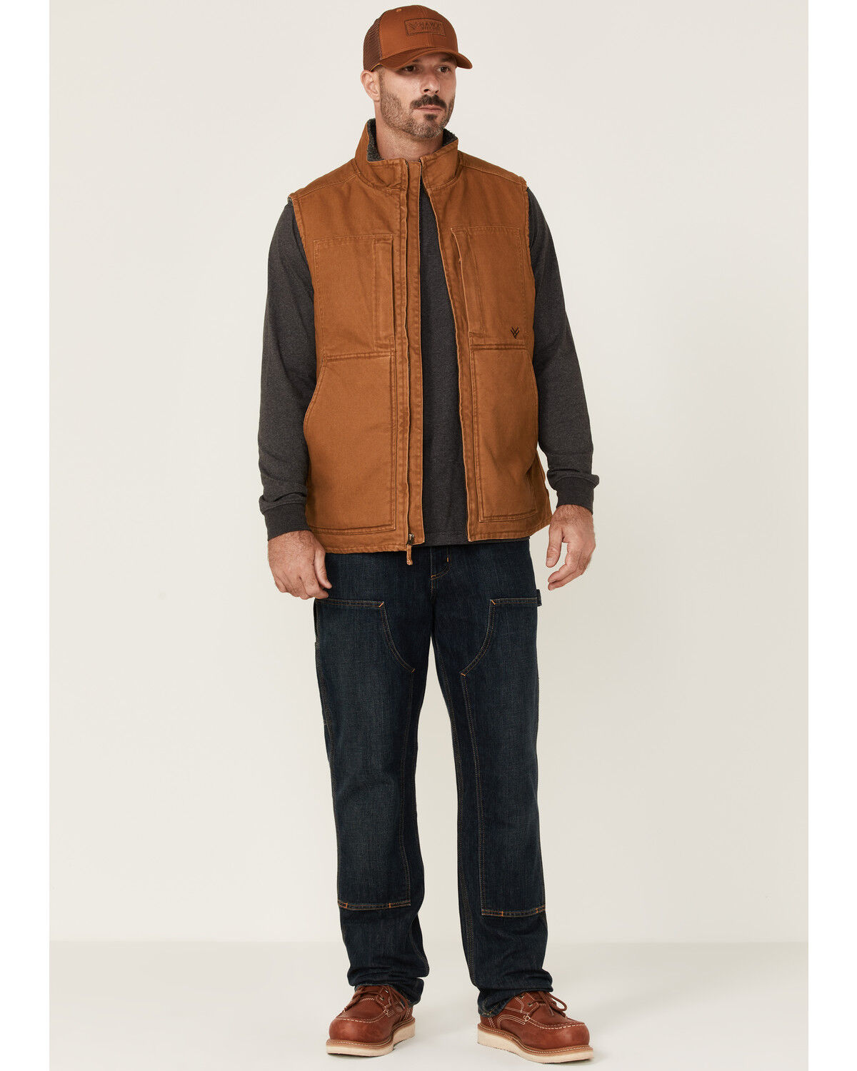 Image #2 - Hawx Men's Rust Copper Browder Weathered Duck Zip-Front Insulated Work Vest, Rust Copper, hi-res