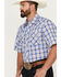 Image #2 - Wrangler Retro Men's Plaid Print Short Sleeve Pearl Snap Western Shirt, Blue, hi-res