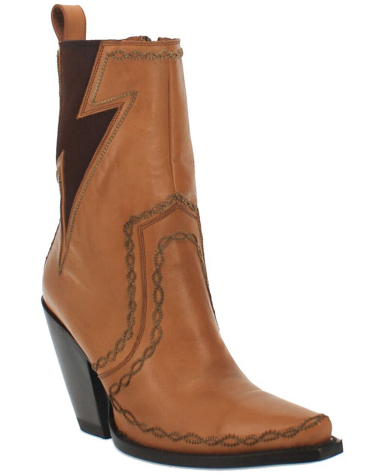 Dan Post Women's Tan Zipper Western Booties - Snip Toe, Tan, hi-res