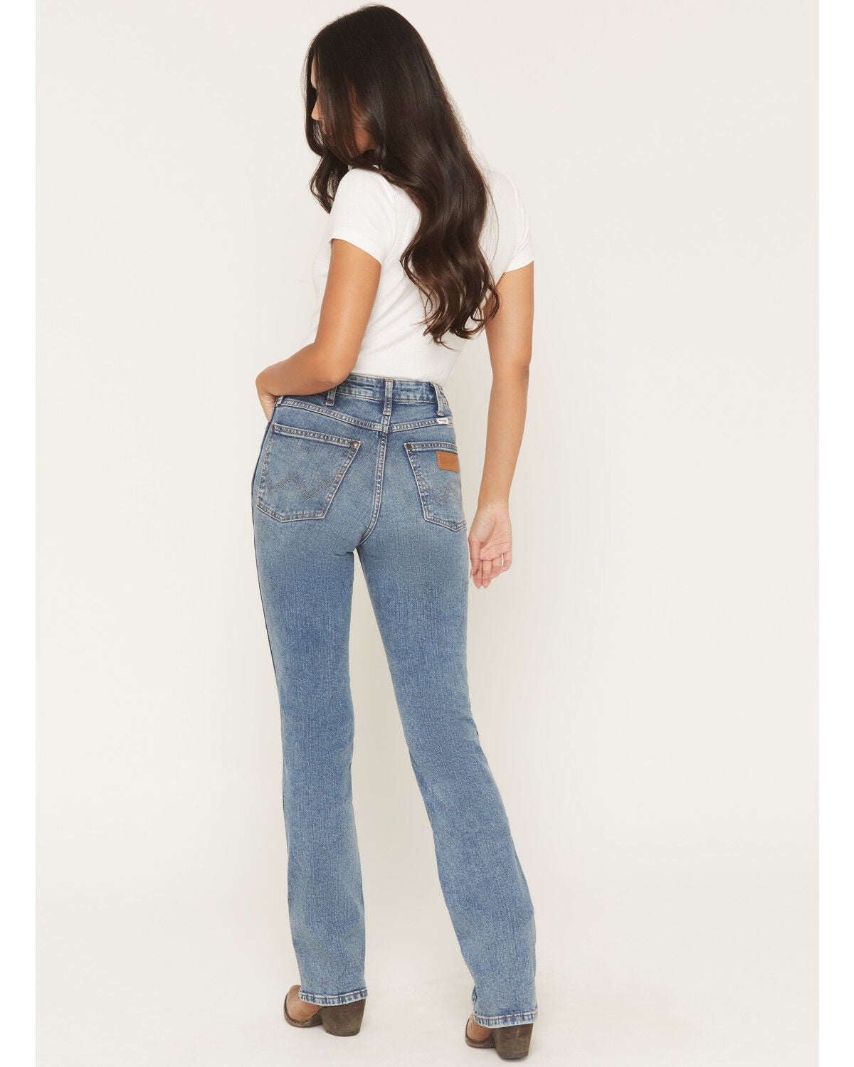 Image #3 - Wrangler Women's Dark Wash Mid Rise Bootcut Stretch Denim Jeans, Dark Wash, hi-res