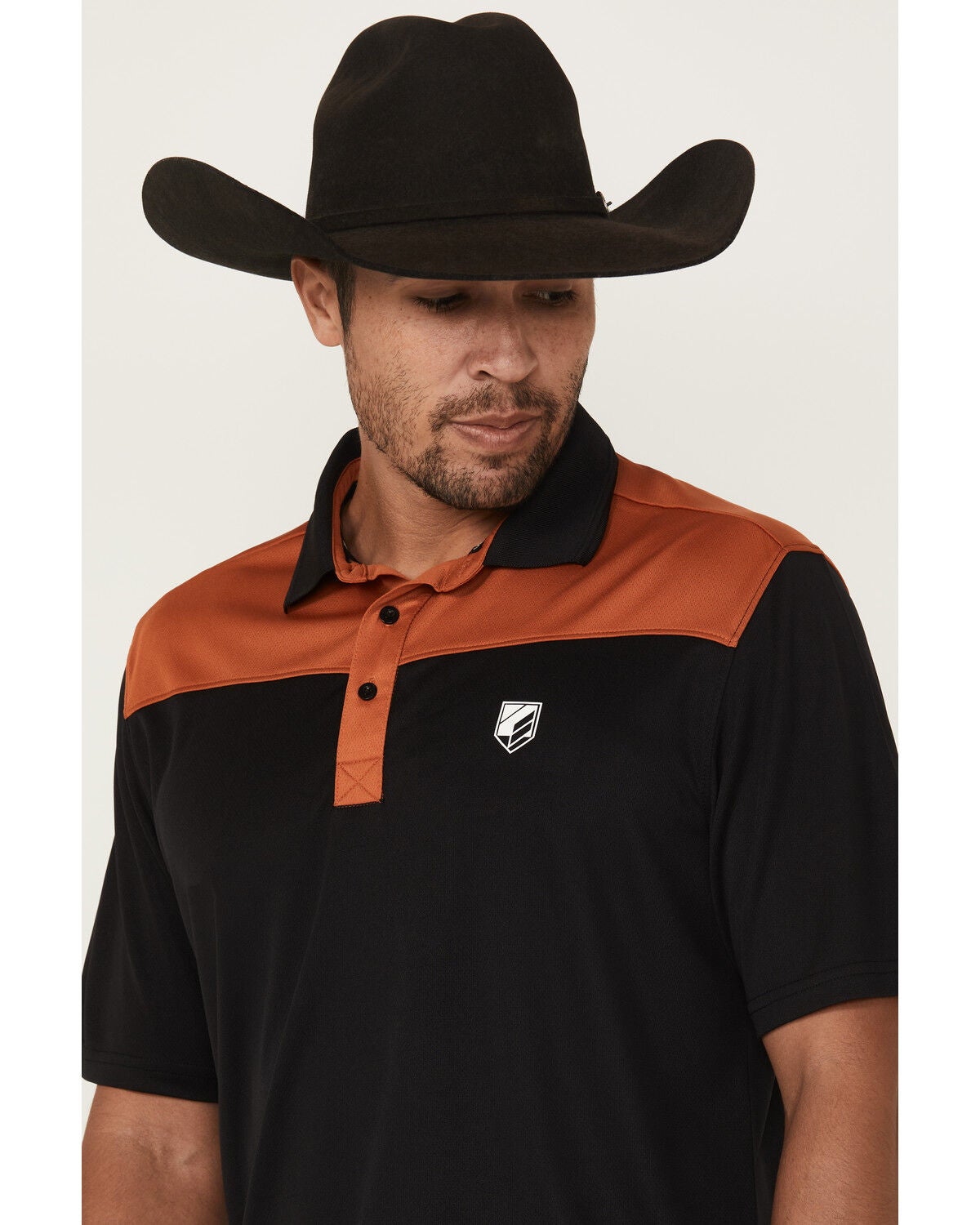 Image #2 - RANK 45&reg; Men's Barrier Color Block Short Sleeve Button-Down Polo Shirt, Black, hi-res