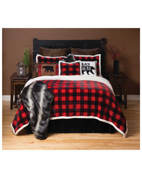  Carstens Home Red Lumberjack Buffalo Plaid 3-Piece Sherpa Fleece Bedding Set - Twin Size, Red, hi-res