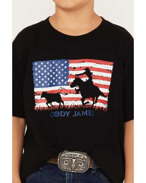 Cody James Boys' American Flag Silhouette Graphic T-Shirt, Black, hi-res