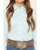 Image #3 - Wrangler Girls' Striped Long Sleeve Pearl Snap Western Shirt, Teal, hi-res