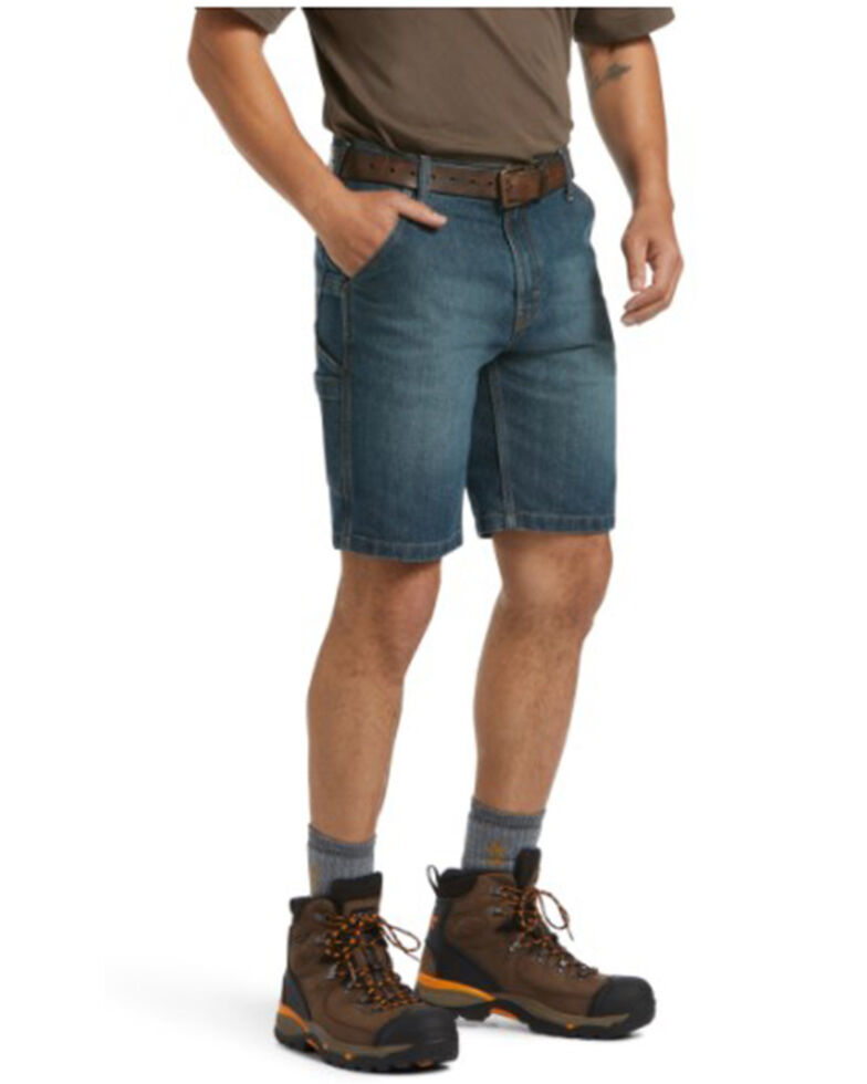 Ariat Men's Phantom Dark Wash Rebar Durastretch Denim Utility Work Shorts , Blue, hi-res