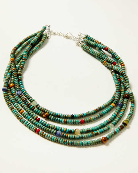 Paige Wallace Women's 5 Strand Rondelle Mixed Stone Necklace , Turquoise, hi-res