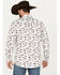 Ariat Men's Surfing Longhorn Aloha Stretch Classic Fit Western Aloha Shirt, White, hi-res