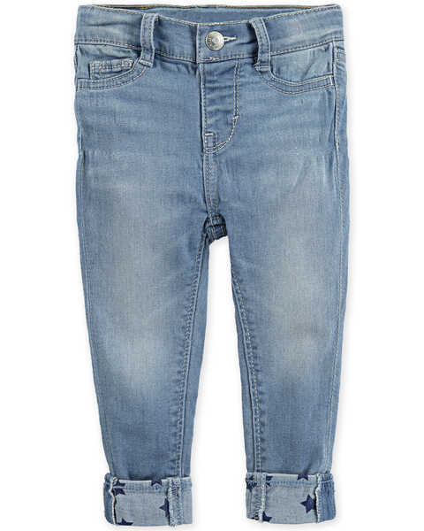 Image #1 - Levi's Infant Girls' 710 Light Wash Star Cuff Skinny Jeans, Blue, hi-res