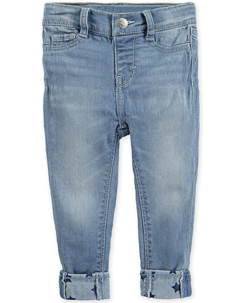 Levi's Infant Girls' 710 Light Wash Star Cuff Skinny Jeans, Blue, hi-res