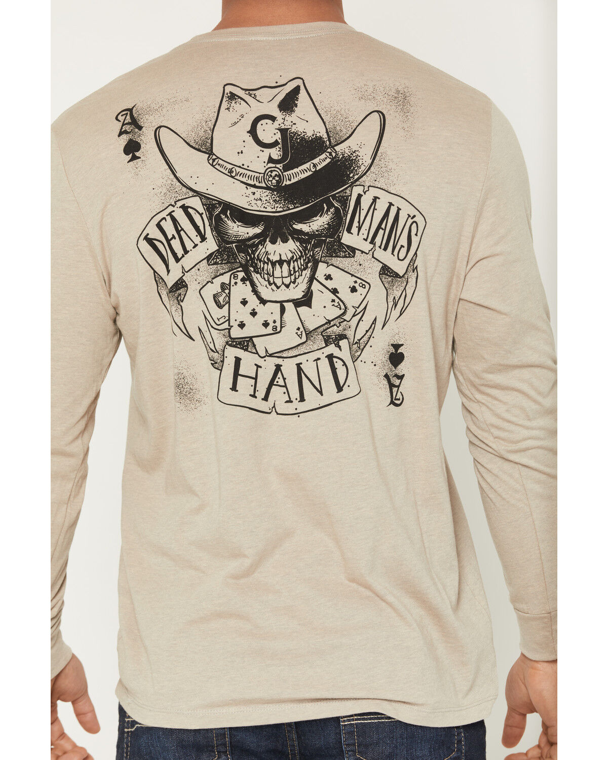 Image #4 - Cody James Men's Dead Man's Hand Long Sleeve Graphic T-Shirt, Tan, hi-res