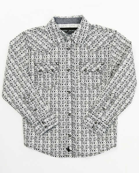 Image #1 - Cody James Toddler Boys' Diamond Print Long Sleeve Snap Shirt, Dark Blue, hi-res