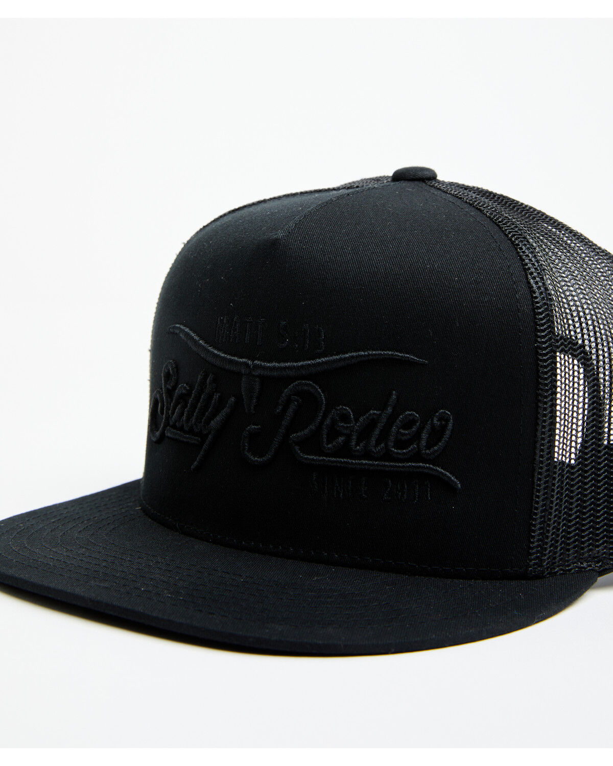 Image #2 - Salty Rodeo Men's Blackout Logo Trucker Cap, Black, hi-res