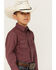 Rodeo Clothing Boys' Geo Square Dot Print Long Sleeve Snap Western Shirt, Burgundy, hi-res