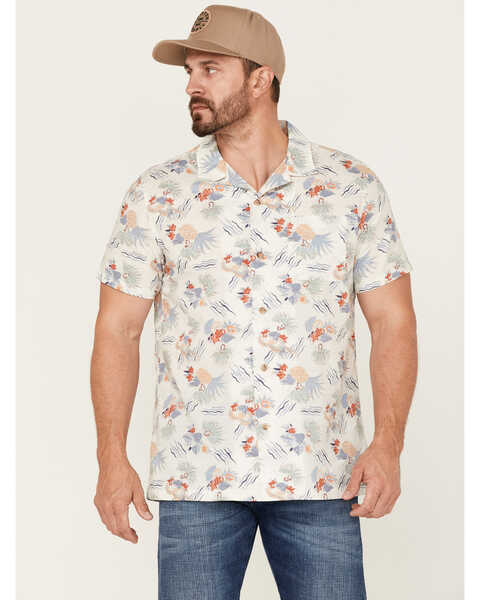 Image #1 - Pendleton Men's Hula Girl Tropical Print Short Sleeve Button-Down Western Shirt , White, hi-res