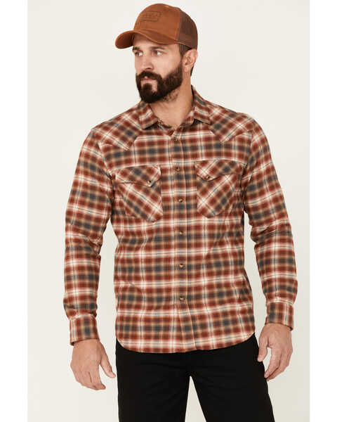 Image #1 - Pendleton Men's Wyatt Small Plaid Long Sleeve Snap Western Shirt , Red, hi-res