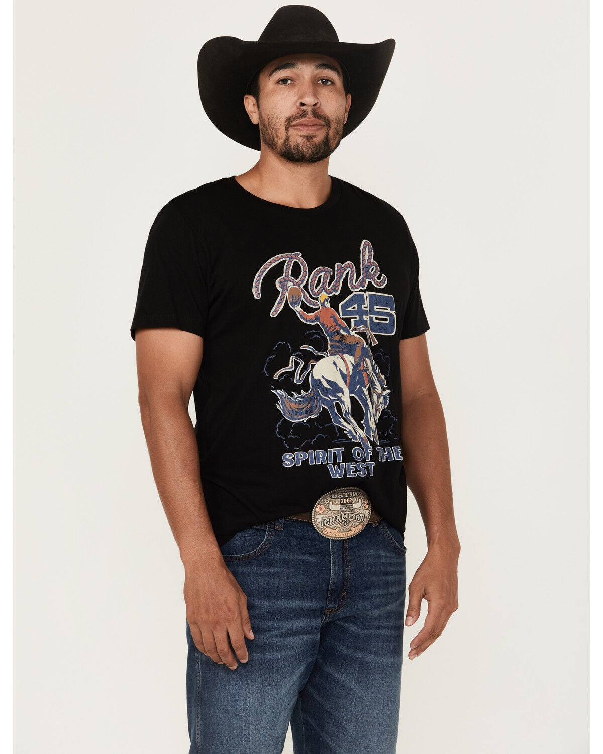 RANK 45&reg; Men's Spirit Cowboy Short Sleeve Graphic T-Shirt, Black, hi-res