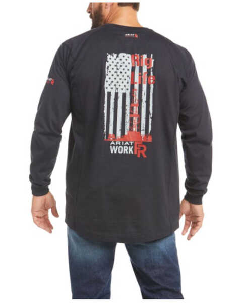 Image #2 - Ariat Men's FR Black Air Rig Life Graphic Long Sleeve Work Shirt - Big , Black, hi-res