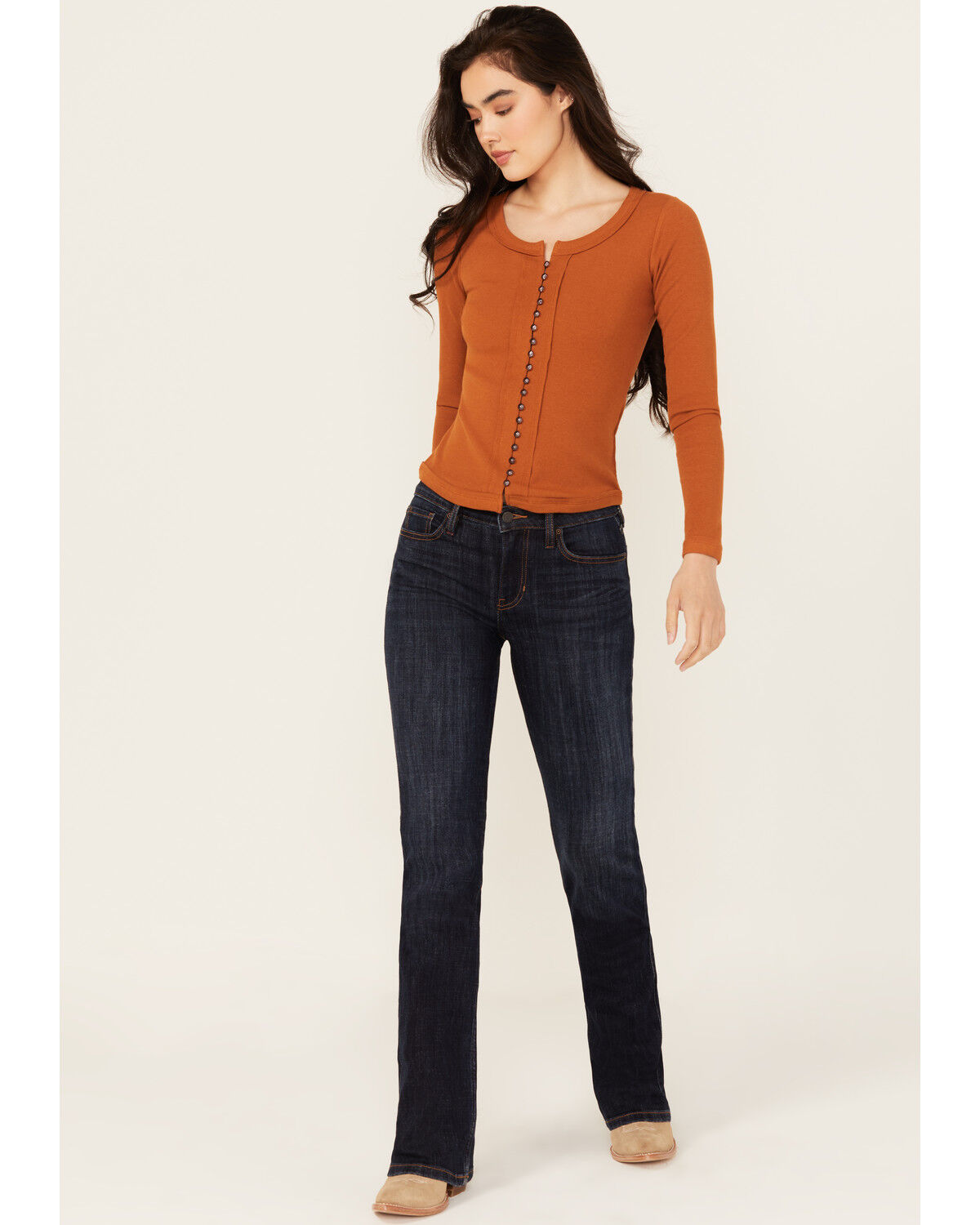 Image #1 - Idyllwind Women's Rebel Mid Rise Bootcut Stretch Denim Jeans, Dark Wash, hi-res