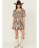 Image #1 - Shyanne Women's 3/4 Sleeve Mini Dress, Dark Brown, hi-res