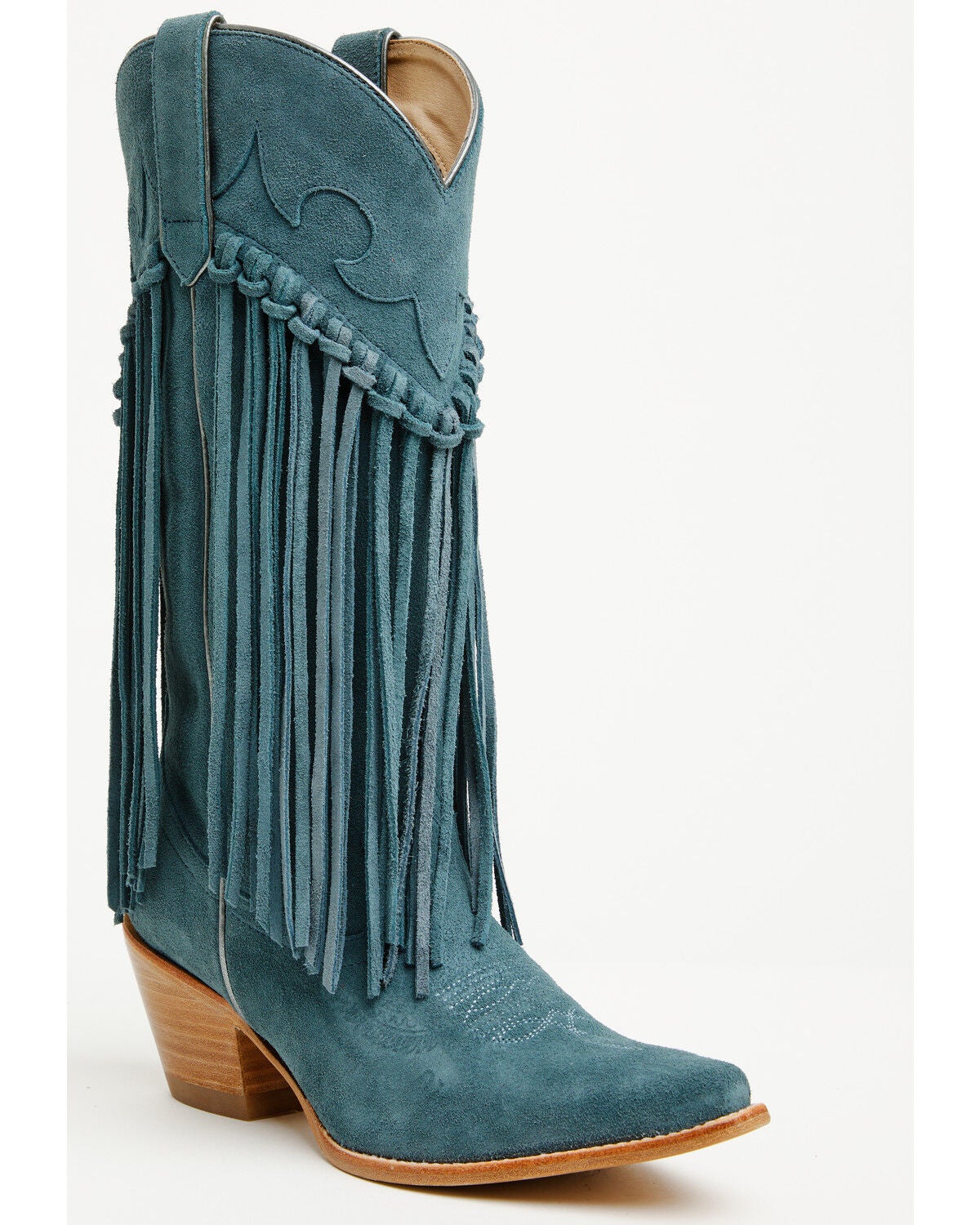 Idyllwind Women's Sterling Suede Fringe Western Boots - Snip Toe, Blue, hi-res