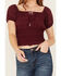 Image #4 - Shyanne Women's Puff Sleeve Smocked Bodice Top, Maroon, hi-res