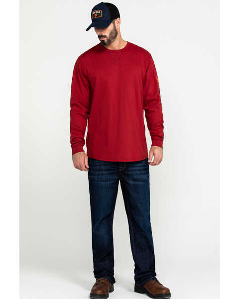Image #6 - Hawx Men's FR Logo Long Sleeve Work T-Shirt - Tall , Red, hi-res