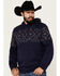 Image #2 - RANK 45® Men's Covebull Southwestern Print Hooded Sweatshirt, Dark Blue, hi-res