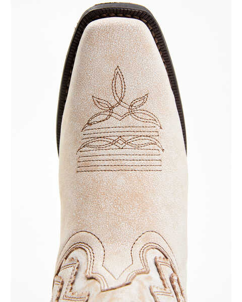 Image #6 - Laredo Women's Rustic Bone Overlay Western Boots - Square Toe, Off White, hi-res