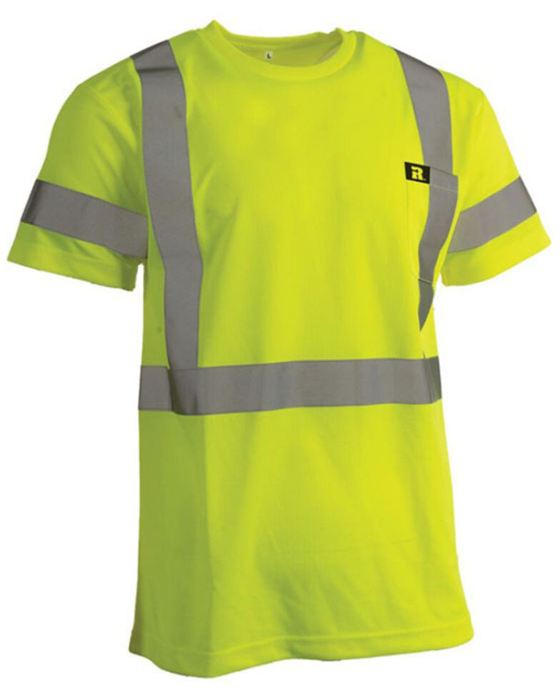Wrangler Riggs Men's Safety Green High Visibility Short Sleeve Work T-Shirt  , Yellow, hi-res