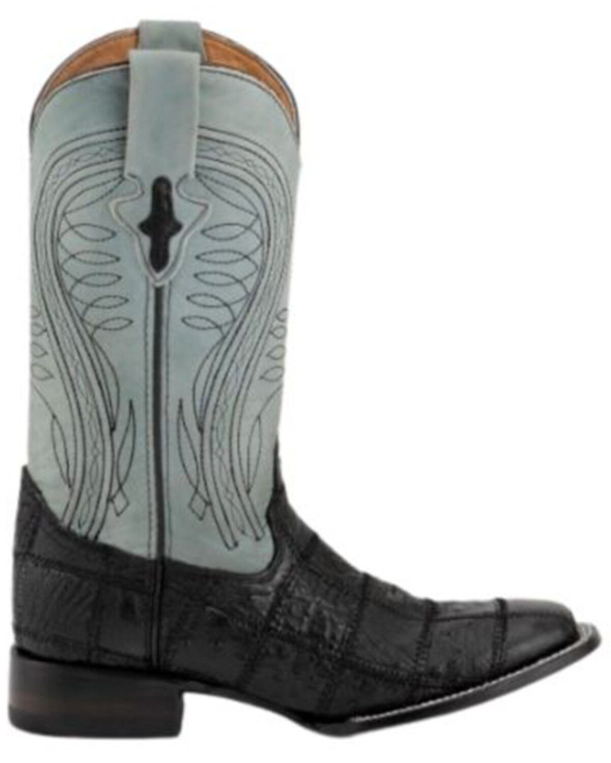 Image #2 - Ferrini Men's Ostrich Patchwork Exotic Western Boots - Broad Square Toe, Black, hi-res
