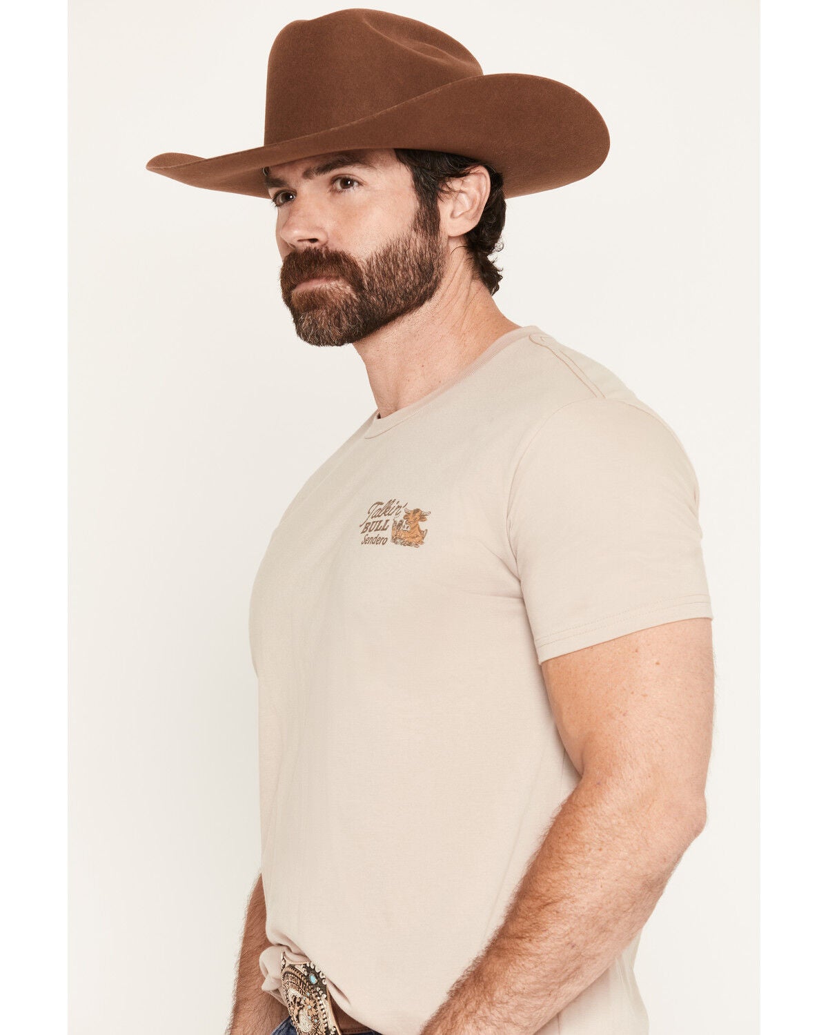 Image #3 - Sendero Provisions Men's Talkin' Bull Short Sleeve Graphic T-Shirt, Sand, hi-res