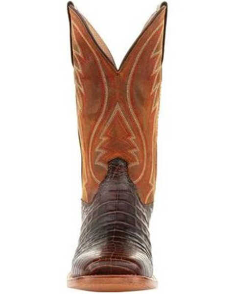 Image #4 - Durango Men's Arena Pro Exotic Caiman Skin Western Boots - Square Toe, Brown, hi-res