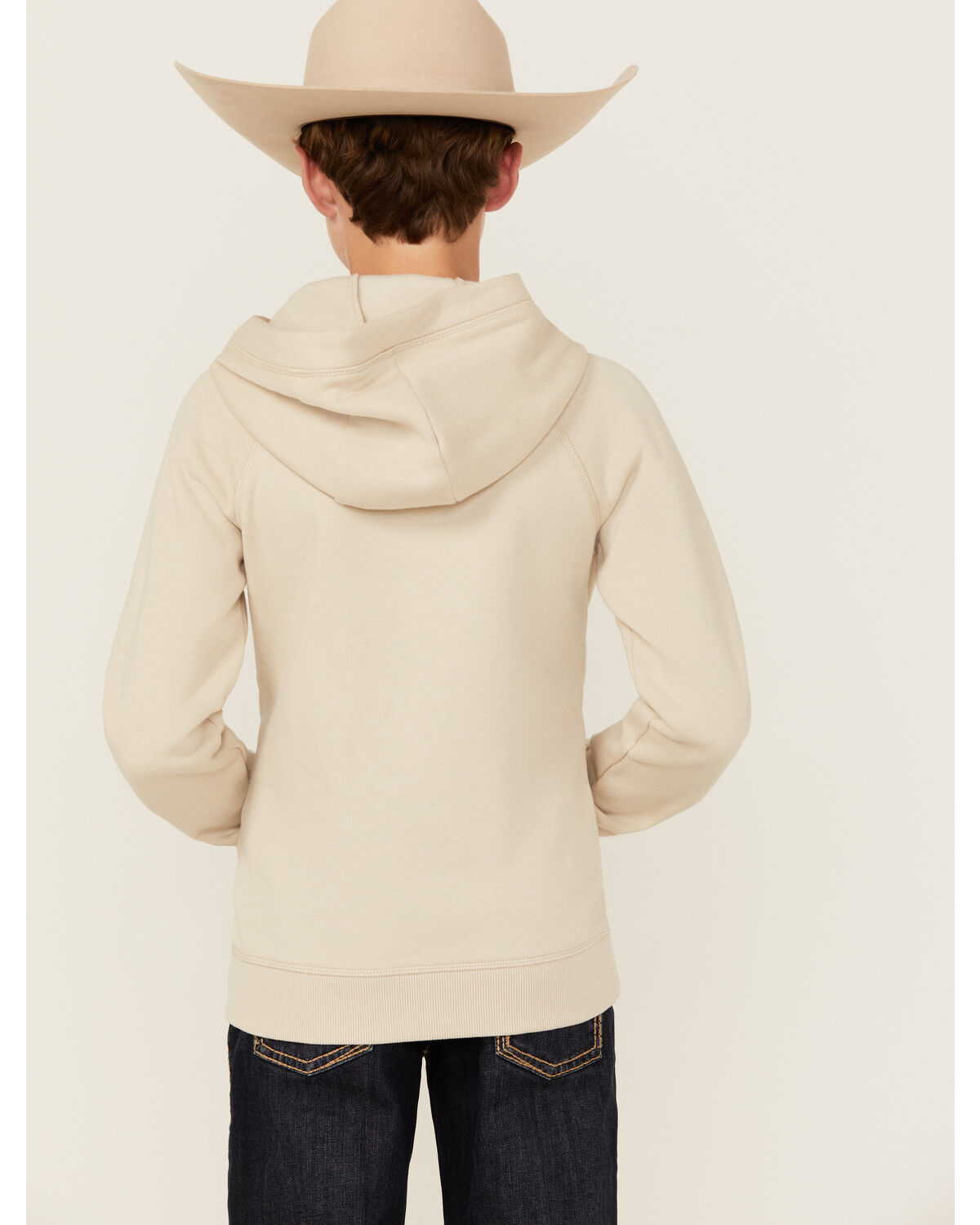 Image #4 - Rock & Roll Denim Boys' Steer Head Hooded Sweatshirt, Cream, hi-res