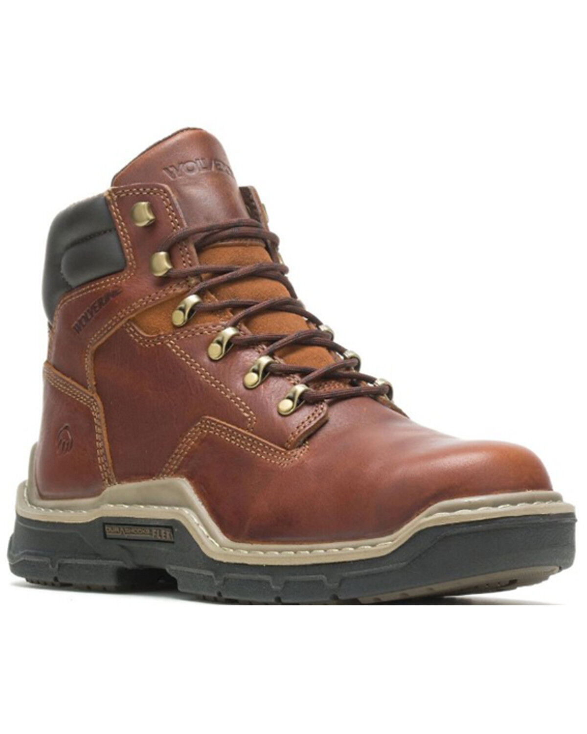 Image #1 - Wolverine Men's 6" Peanut Raider Durashock Lace-Up Work Boots - Soft Toe, Brown, hi-res