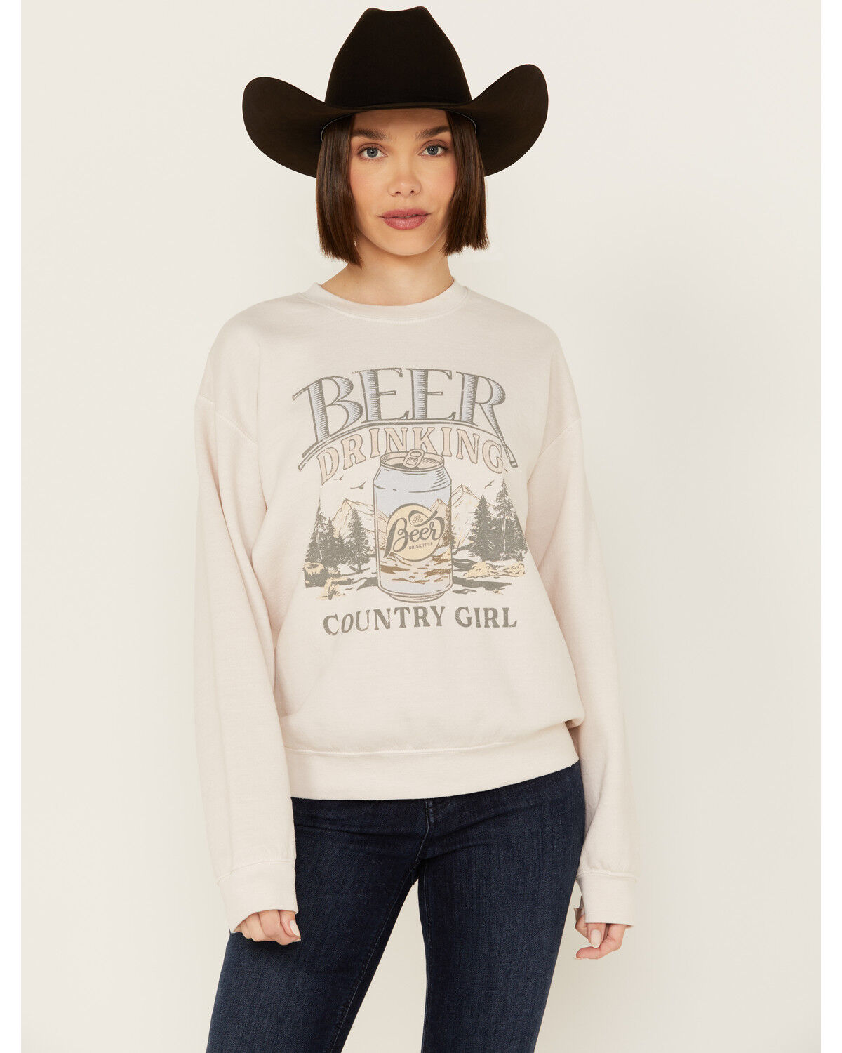 Image #1 - Youth in Revolt Women's Beer Drinking Sweatshirt, Grey, hi-res