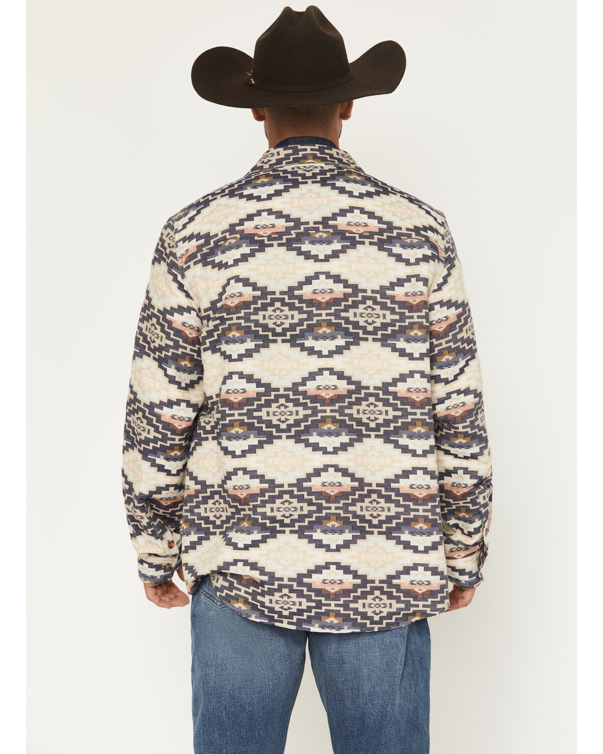 Image #4 - Panhandle Slim Men's Jacquard Southwestern Print Long Sleeve Button-Down Western Shirt, Cream, hi-res