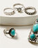 Image #3 - Shyanne Women's Turquoise Oversized Linear 5 Piece Stone Ring Set , Silver, hi-res