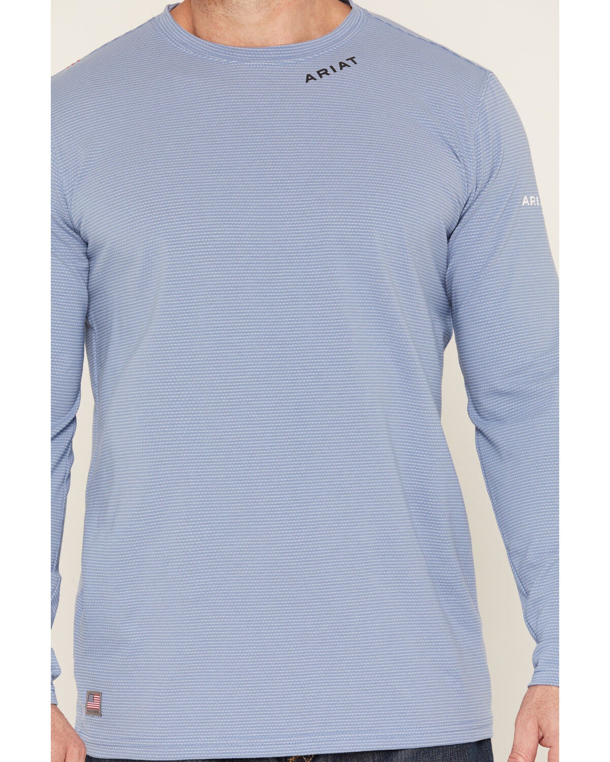 Image #3 - Ariat Men's FR Solid Base Layer Long Sleeve Work Shirt, Medium Blue, hi-res