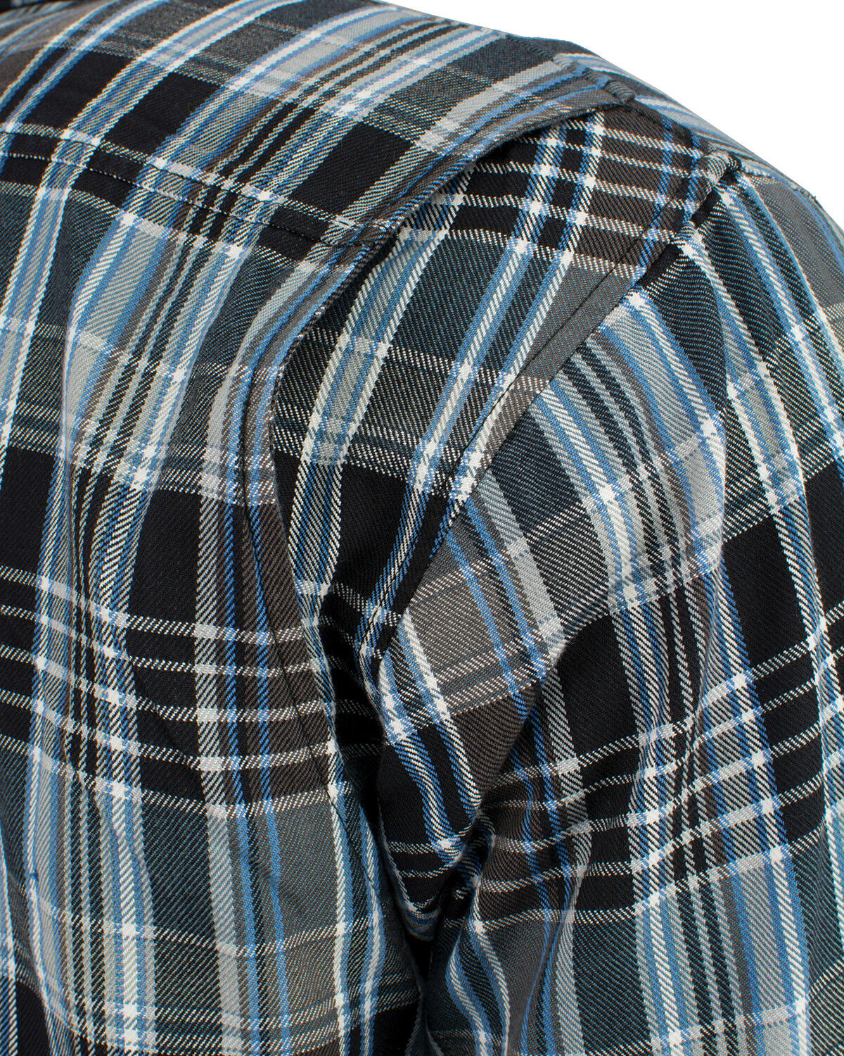Image #5 - Milwaukee Performance Men's Aramid Flannel Biker Jacket - 3X, Black/blue, hi-res