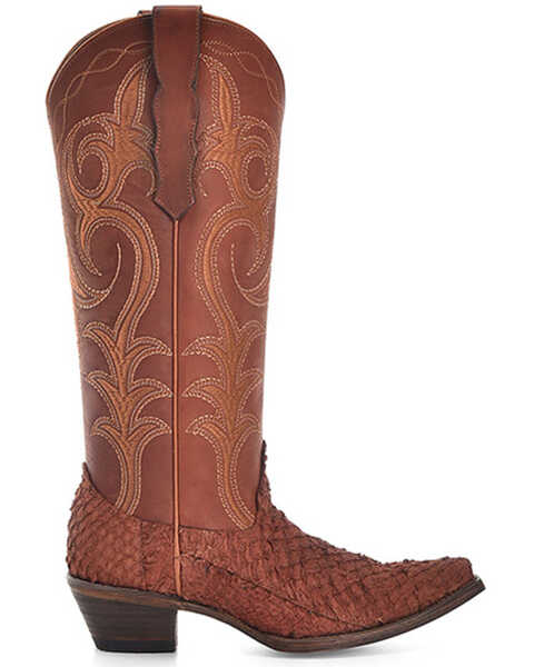 Image #2 - Corral Women's Exotic Pirarucu Western Boots - Snip Toe , Rust Copper, hi-res