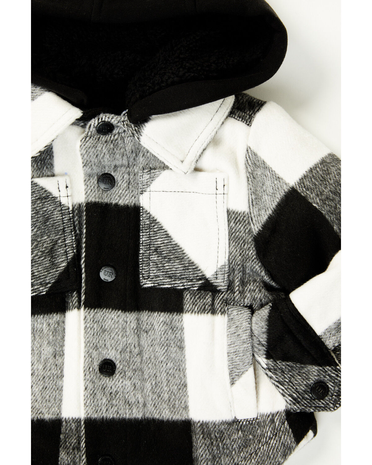 Image #2 - Urban Republic Infant Boys' Plaid Print Snap Hooded Jacket, Black, hi-res