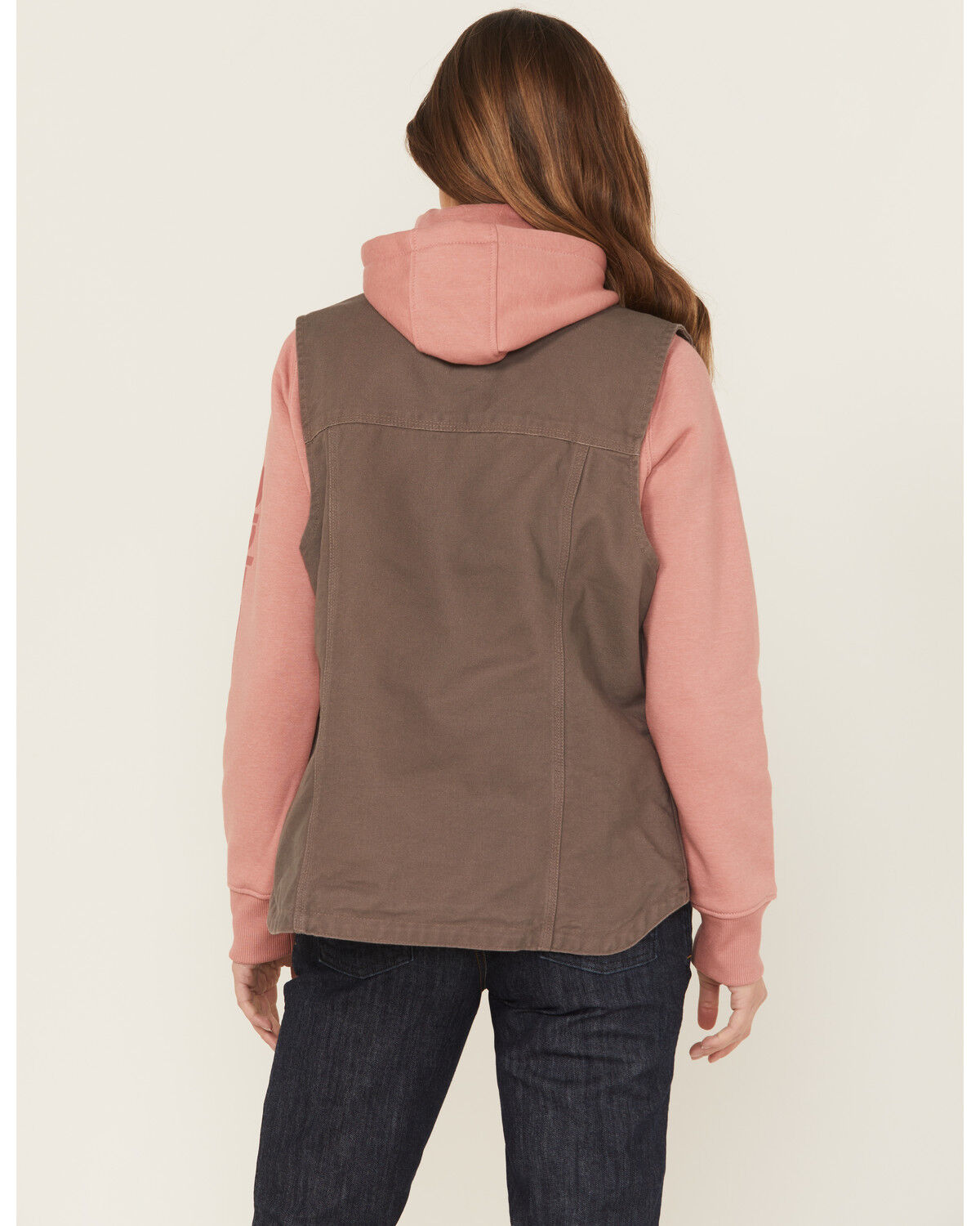 Image #4 - Carhartt Women's Taupe Washed Duck Sherpa Lined Vest, Taupe, hi-res