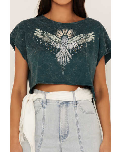 Image #4 - Shyanne Women's Southwestern Eagle Cropped Graphic Tee, Deep Teal, hi-res