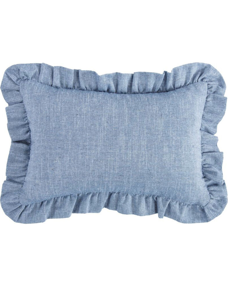 HiEnd Accents Light Blue Chambray Ruffled Pillow , Light Blue, hi-res
